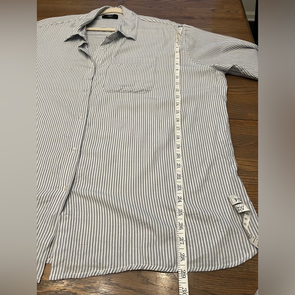 Able Harris oversized button down shirt in white and blue stripe. Size 1X - Picture 5 of 7